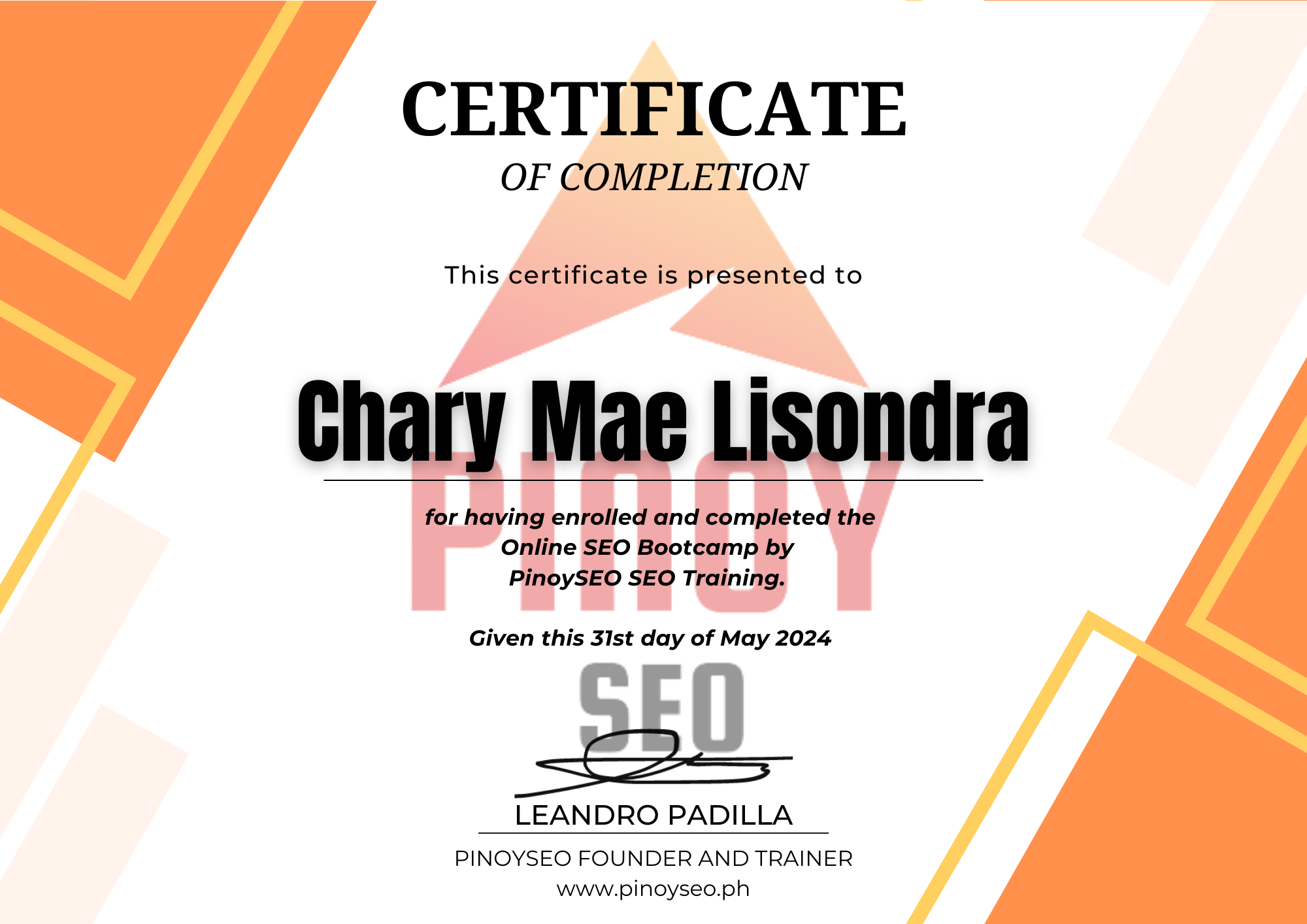 Chary Lisondra SEO Specialist